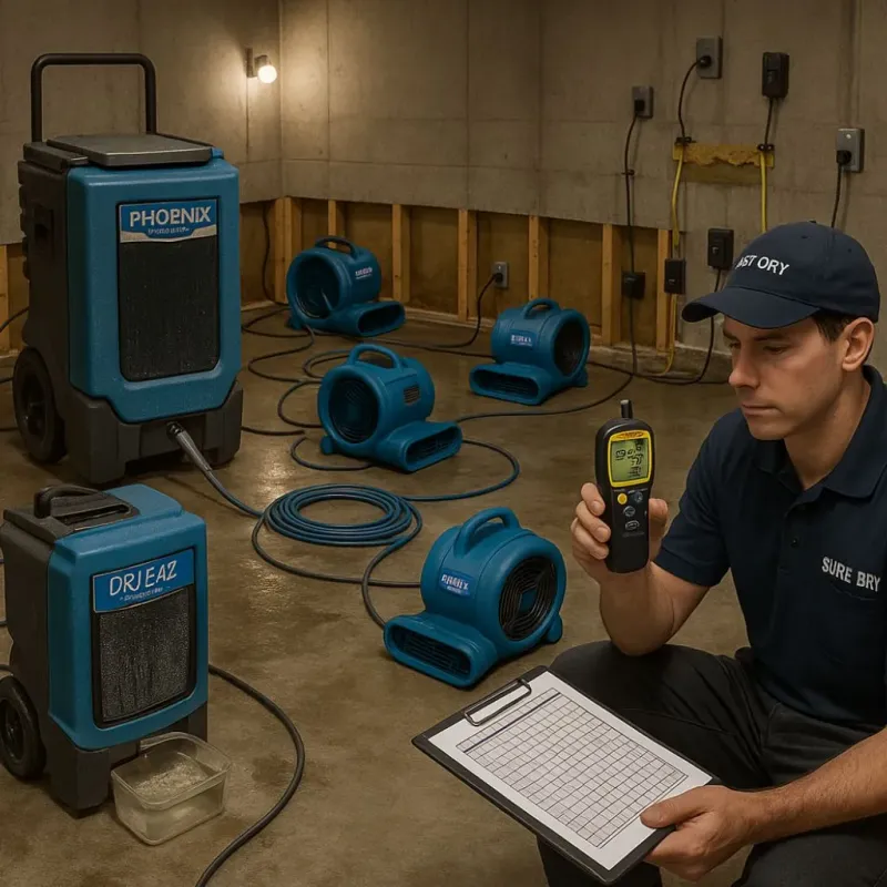 Structural Drying and Dehumidification process in Gardiner, ME